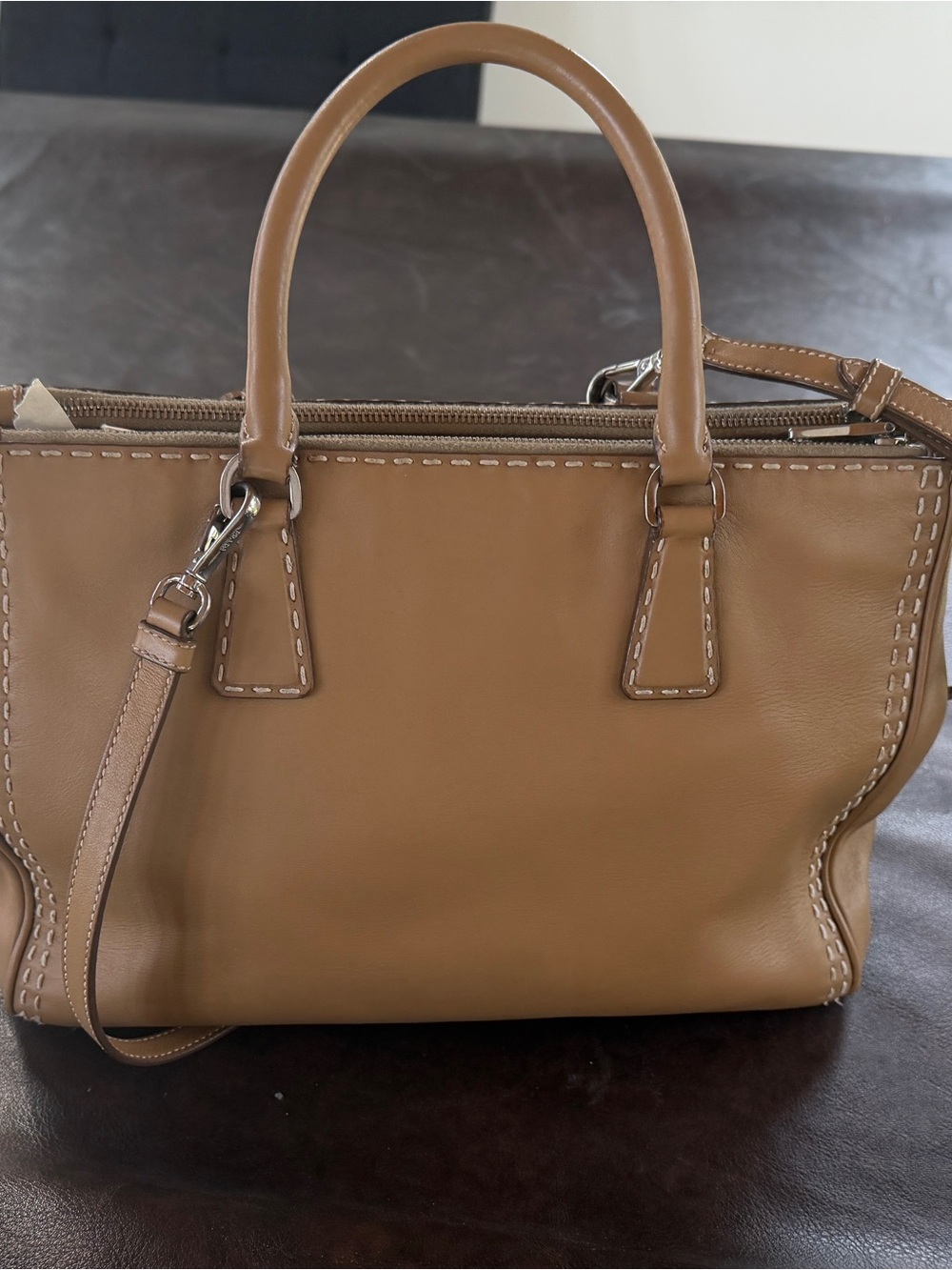 Prada Tan Leather Galleria Bag with Top Handles - Picture 6 of 9